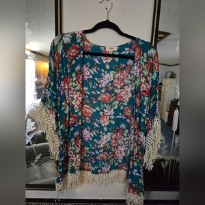 Umgee Teal Floral Kimono